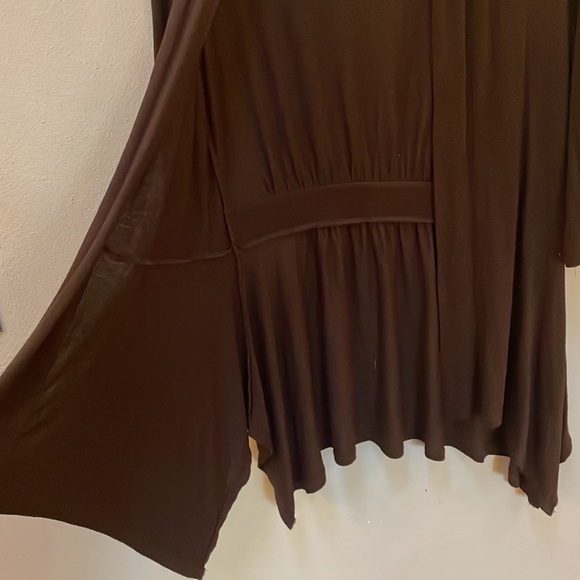 AB Studio - brown open front long tunic w/ gathered sleeves, Women’s Medium - Picture 6 of 8